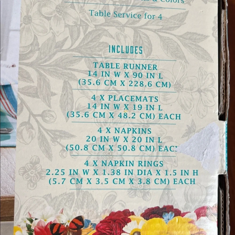 Pioneer Woman 13 Piece Table Linen Set NWT Runner Placemats Napkins & Rings